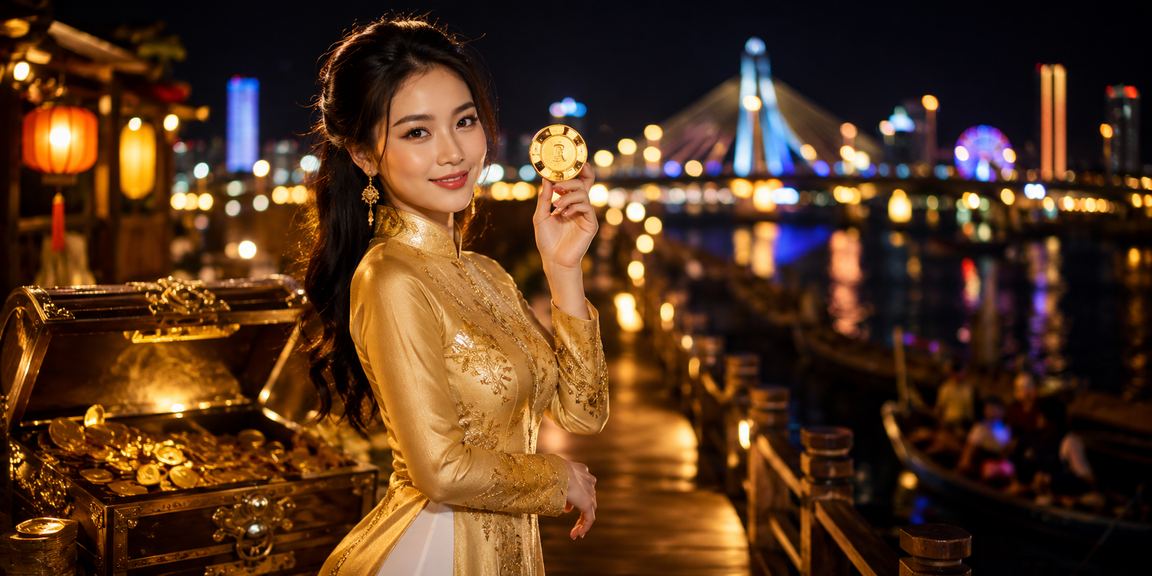 Người chơi nhận thưởng hoàn trả tại Đà Nẵng bên áo dài truyền thống